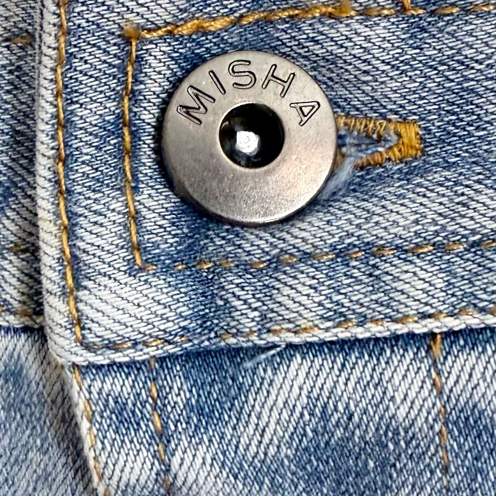 Misha Urban “Eat Ur Heart Out” Micro Denim Cargo Skirt With Front Pockets Sz XS - Picture 3 of 8